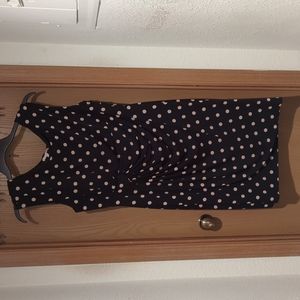 Navy, polka dot, Dress Barn, cap sleeve, faux wrap dress, size 18W